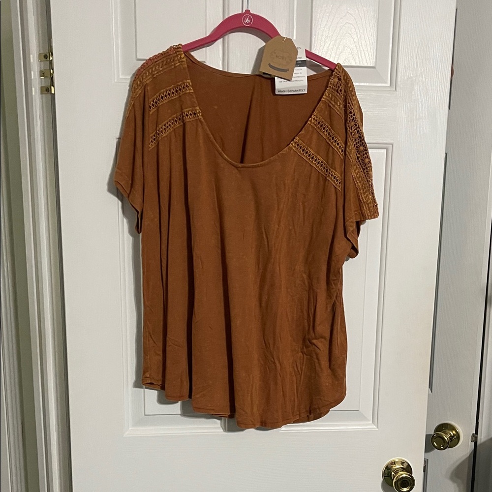 Kori Women's Rust Crochet Accent Top